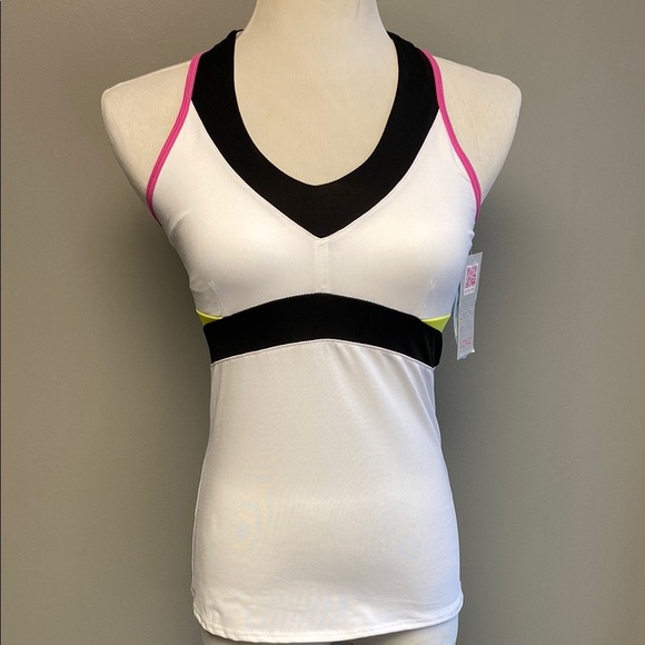 Lucky in Love White and Black Tank Tops with V-Neck and Scoop Neck - Picture 1 of 7